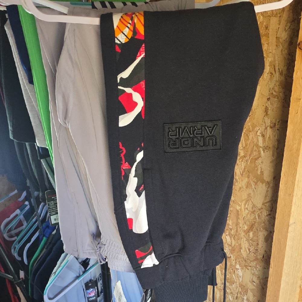 Under Armour Kids Black Joggers with Colorful Side Panel
